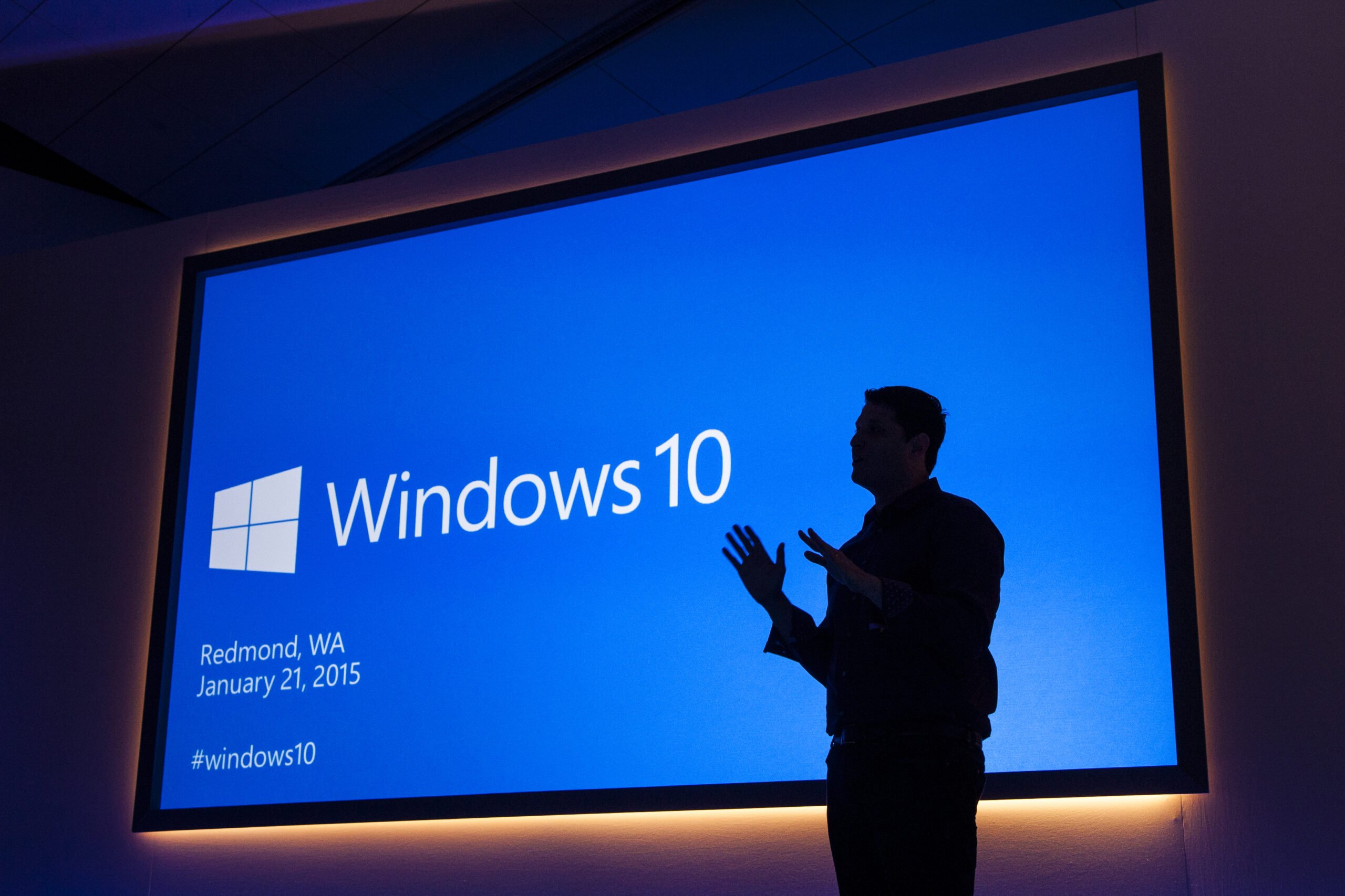 Terry Myerson en la presentación de Windows 10 el 21 de enero