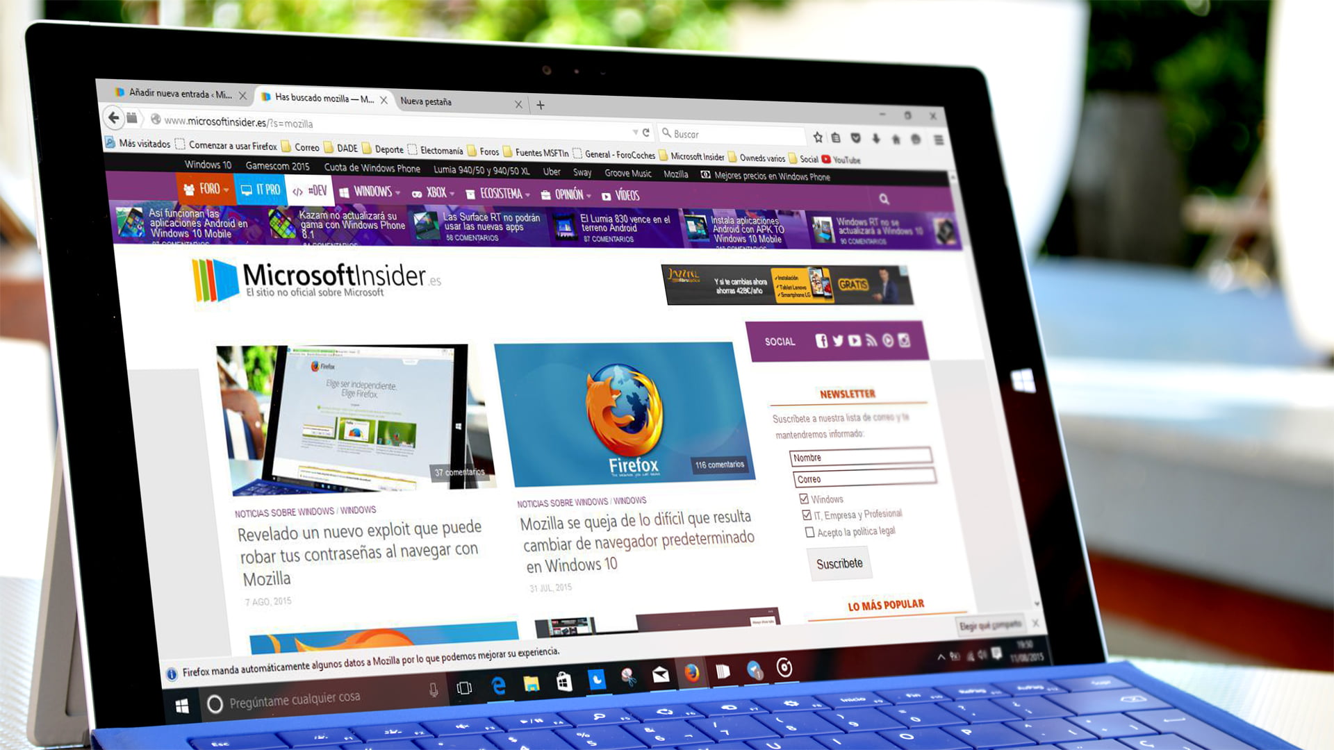 Firefox 40 en una Surface Pro 3