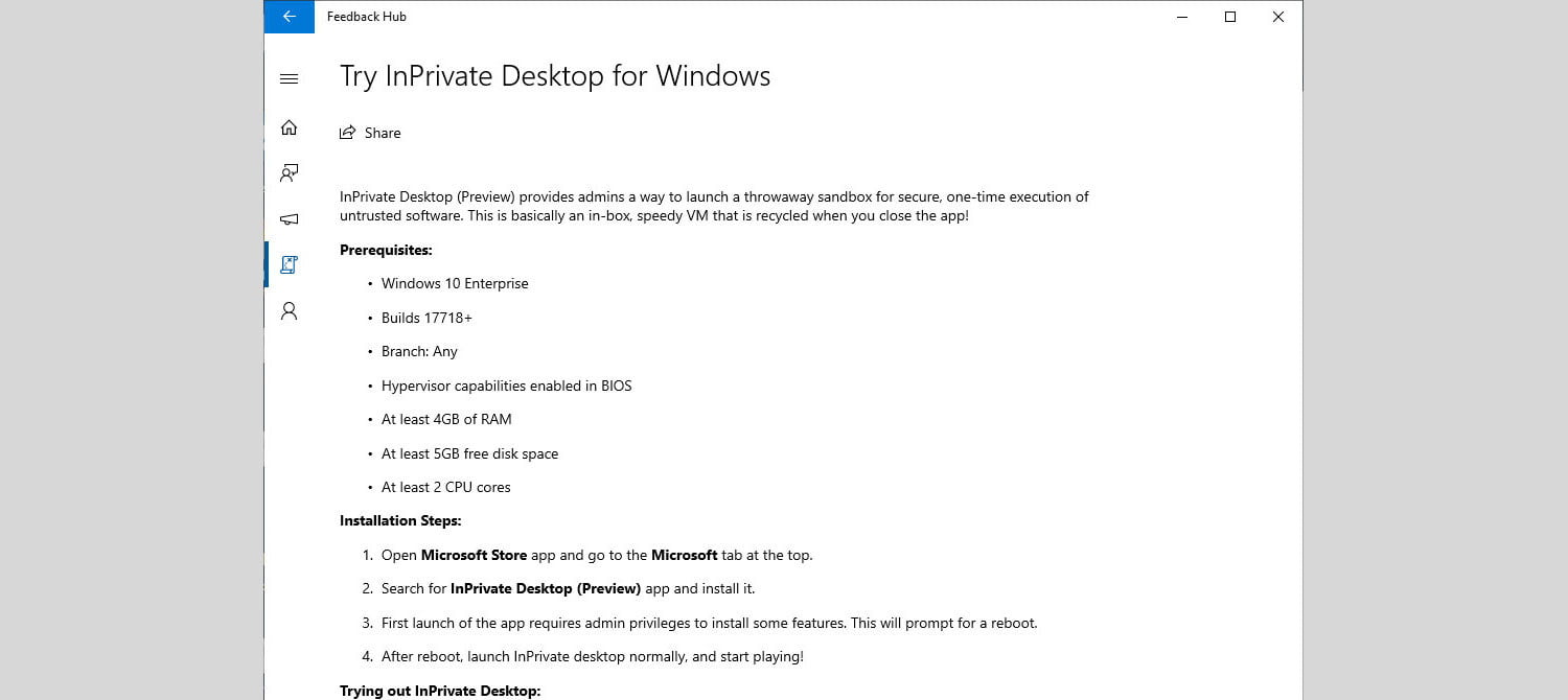 InPrivate Desktop, una nueva función para aumentar la seguridad de Windows 10