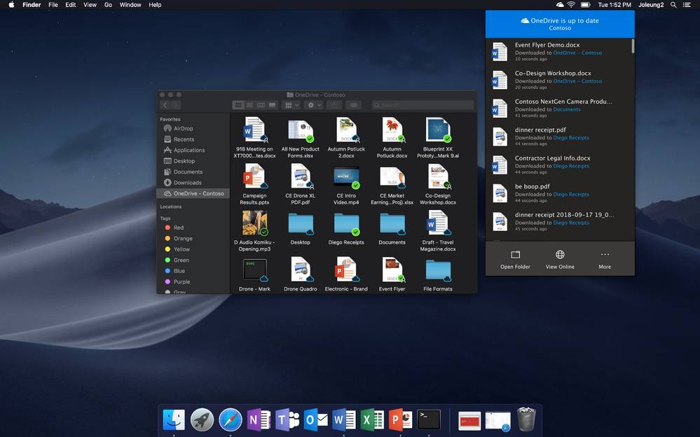 El modo oscuro de OneDrive para Mac