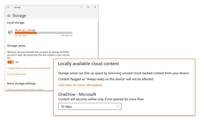 Integración del sensor de almacenamiento de Windows con los archivos bajo demanda de OneDrive