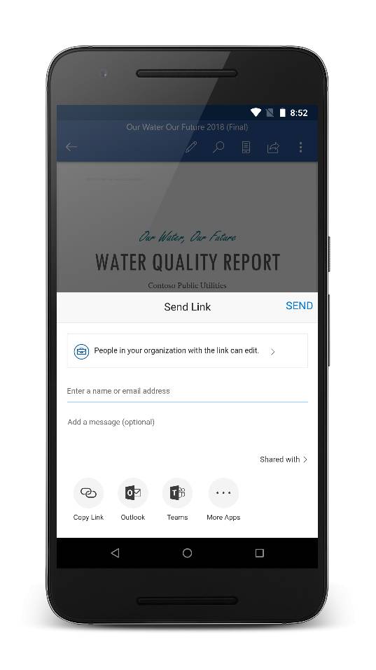 Opción de compartir con equipos desde OneDrive