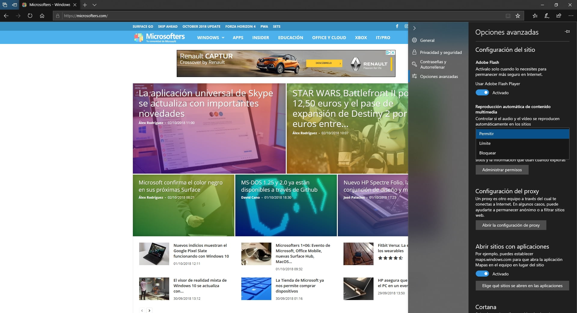 Microsoft Edge puede bloquear de forma automática el contenido multimedia