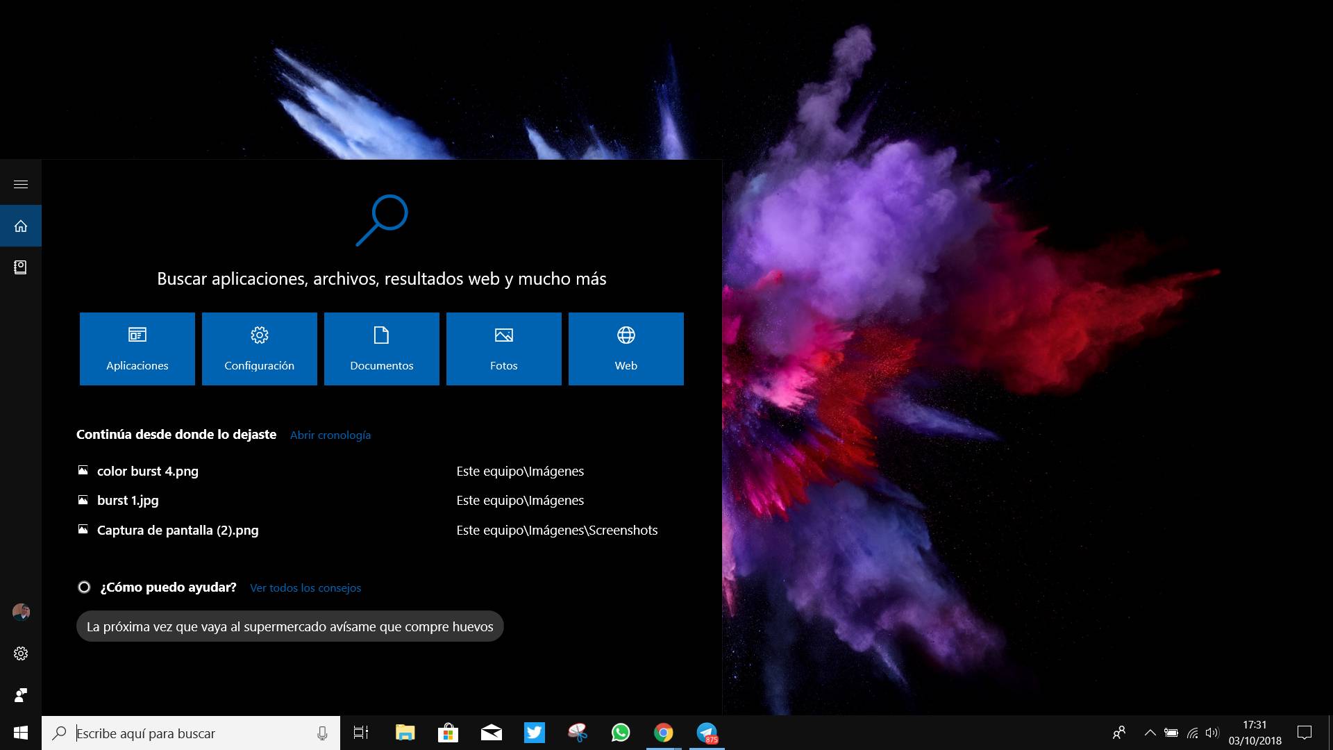 Cortana en Windows 10 October 2018 Update