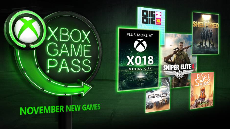 Xbox Game Pass Noviembre 2018