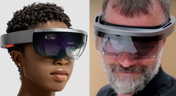 Imagen comparativa de las primeras HoloLens y la segunda generación