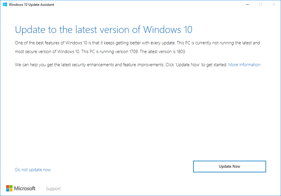 windows 10 1511 to 1703