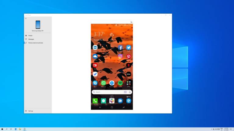 Compartir la pantalla del Samsuns Galaxy al PC en Tu Teléfono en la Build 18356
