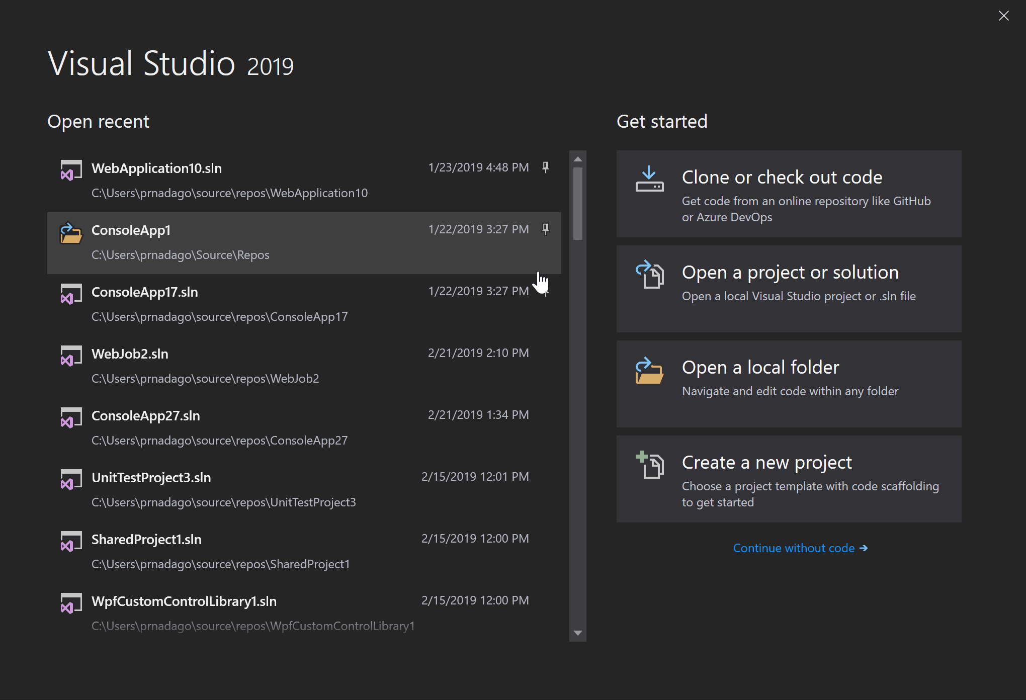 visual studio community 2019