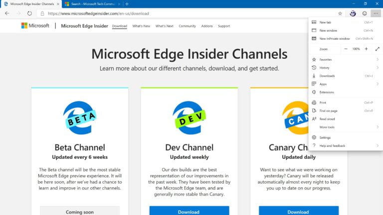 Microsoft Edge Dev se actualiza a la versión 76.0.152.0 cargado de novedades