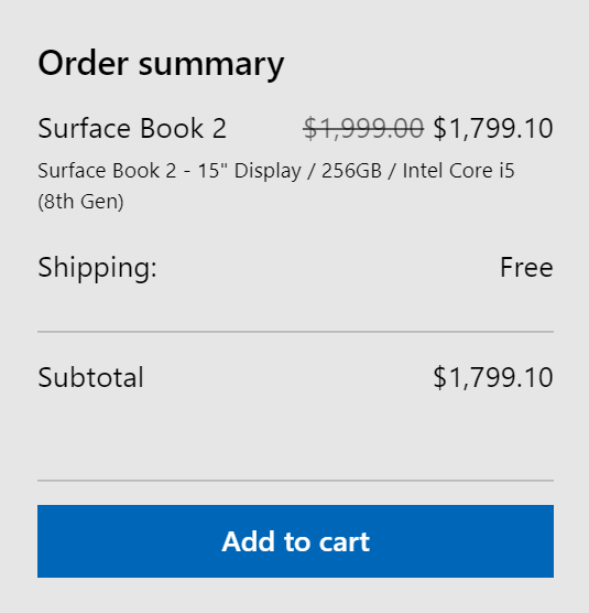 Surface Book 2 de 15 pulgadas con un Intel Core i5 de octava generación