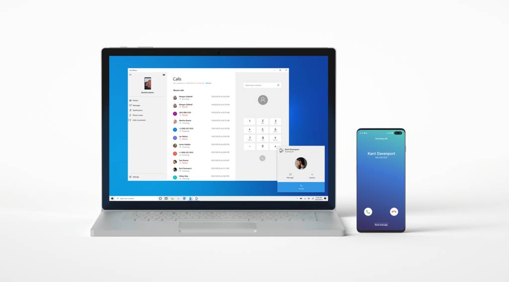 Compartir llamadas entre un móvil Android y Windows 10 con Tu teléfono en la Build 18999
