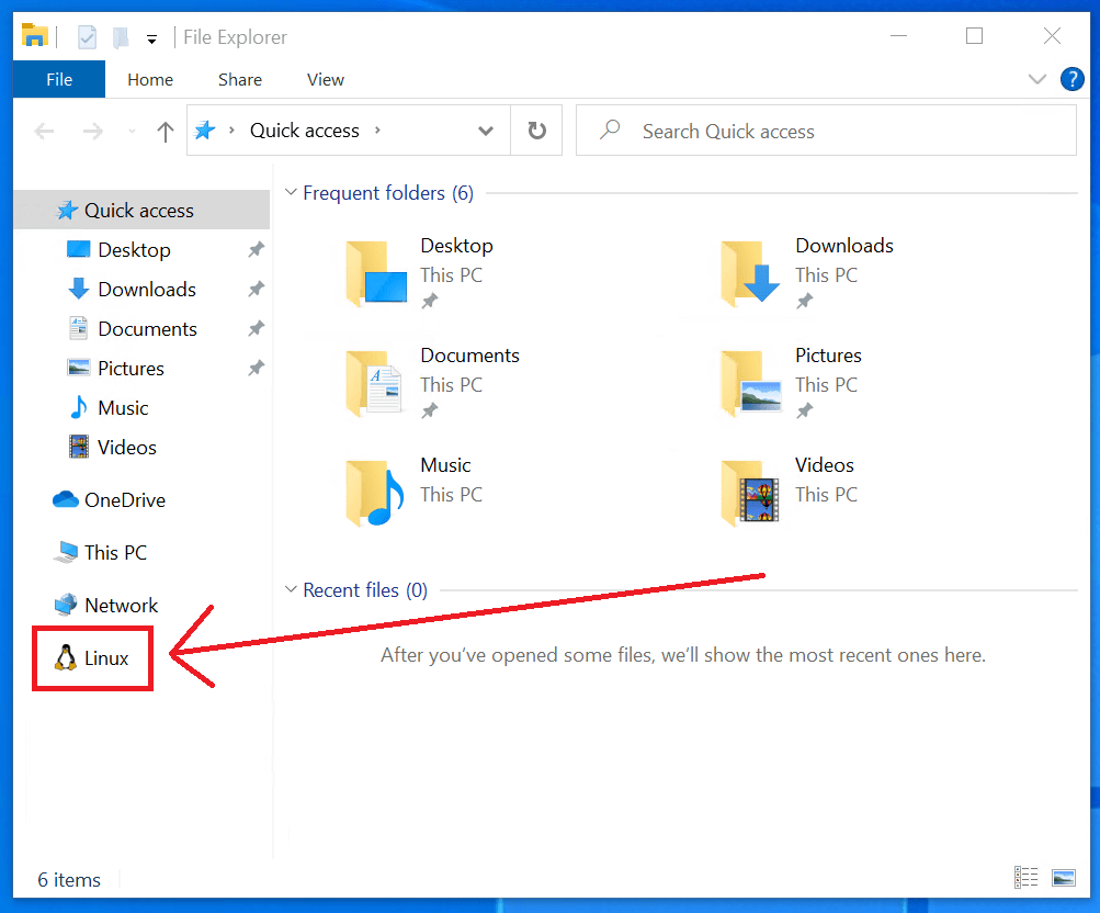 Linux en el explorador de archivos en la Build 19603 de Windows 10