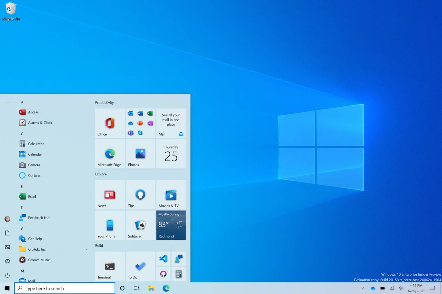 Nuevo menú inicio presente en la actualización Windows 10 21H1