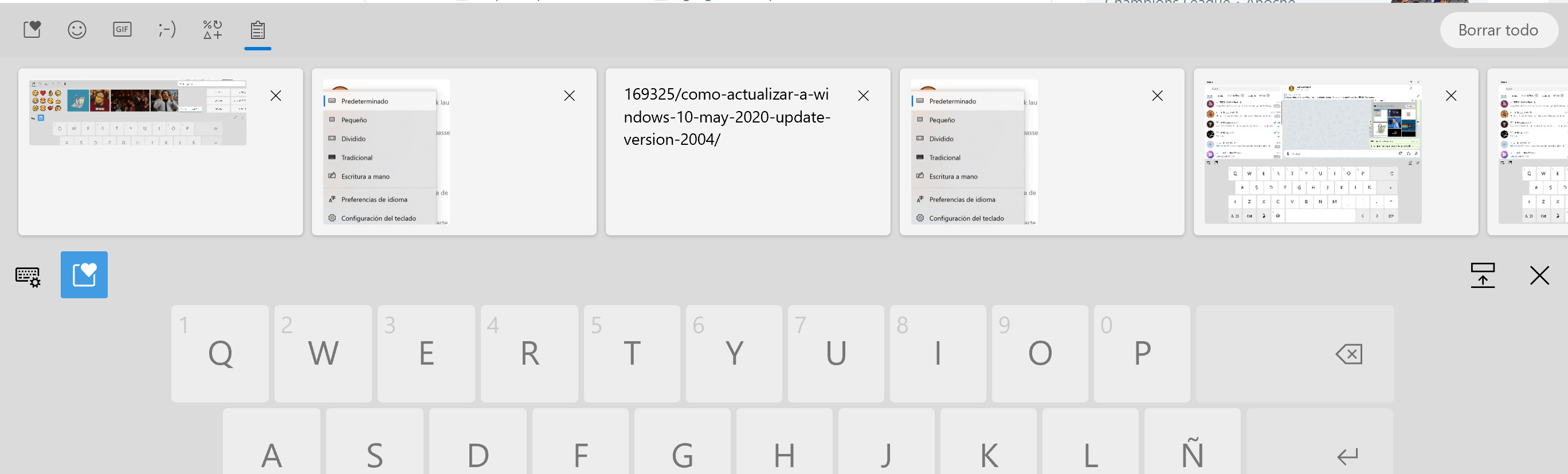 Acceso al portapapeles desde el nuevo teclado de Windows