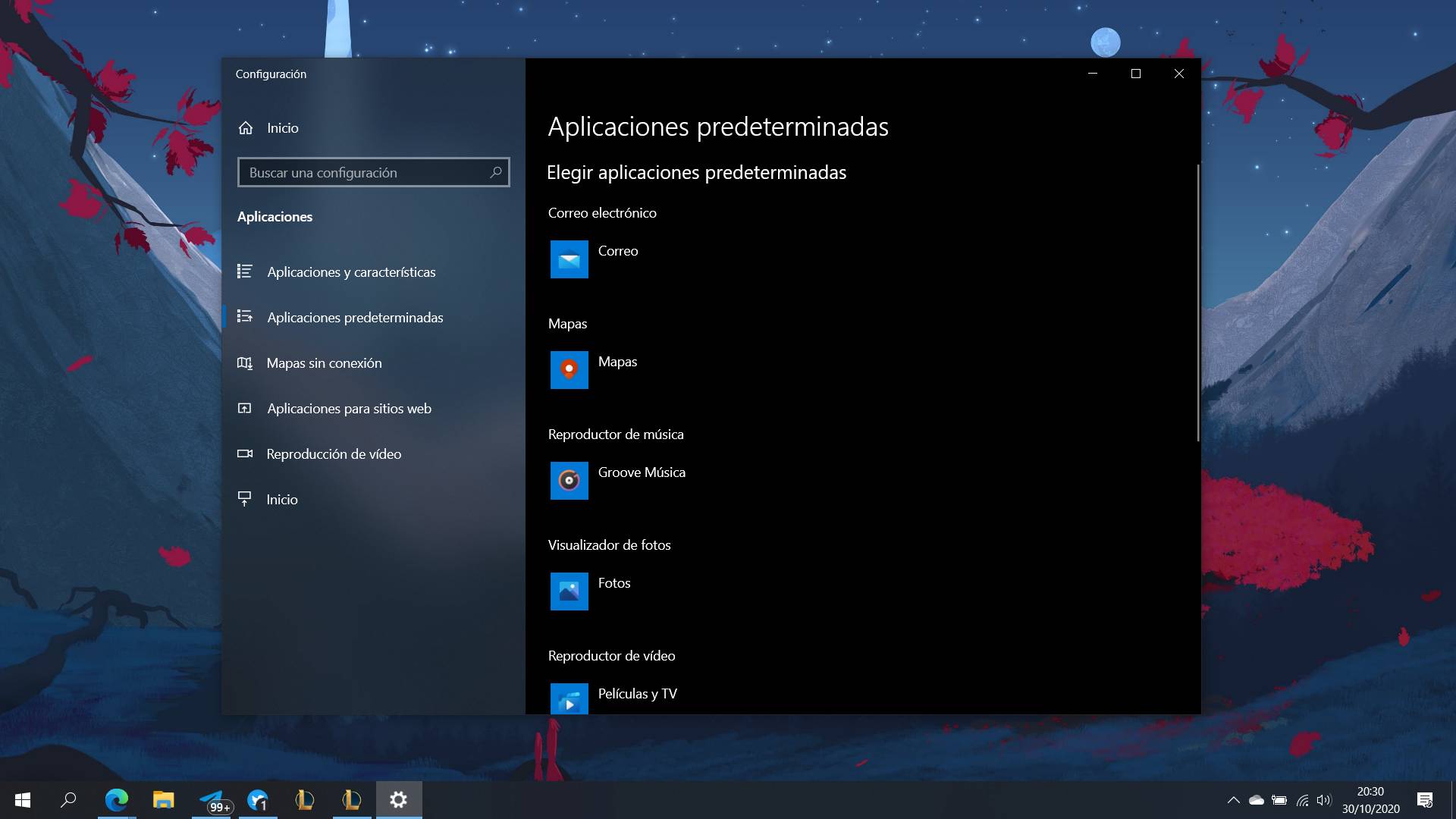 Aplicaciones predeterminadas en Windows 10