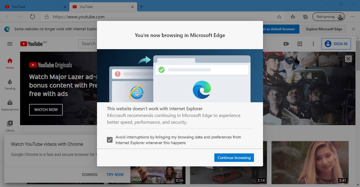Redirección de URL desde Internet Explorer a Microsoft Edge