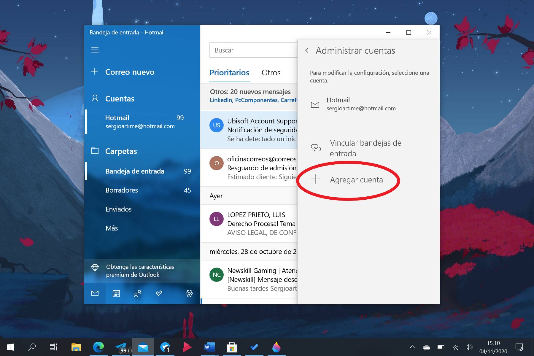 Agregar cuenta al Correo de Windows 10