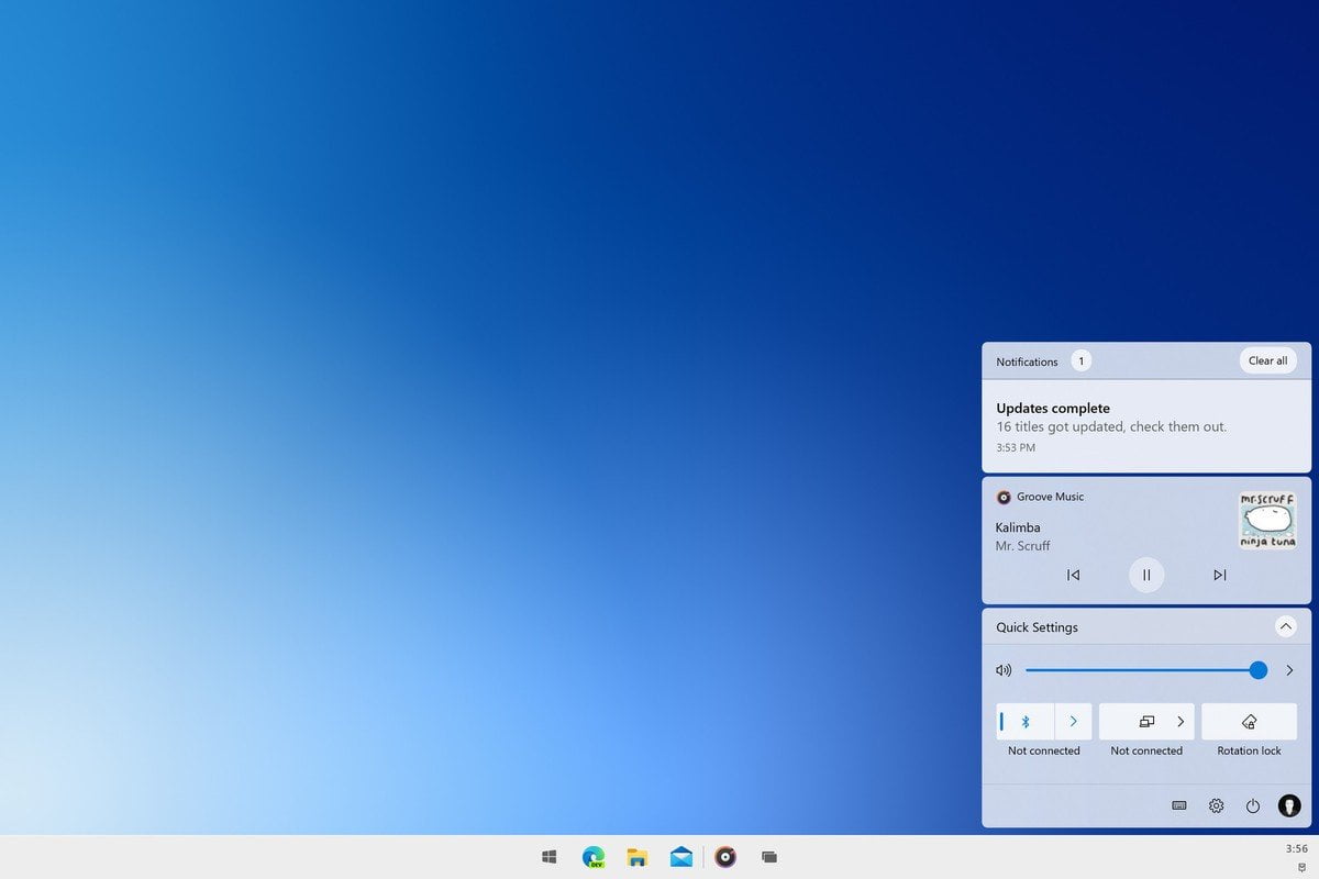 Centro de notificaciones de Windows 10X