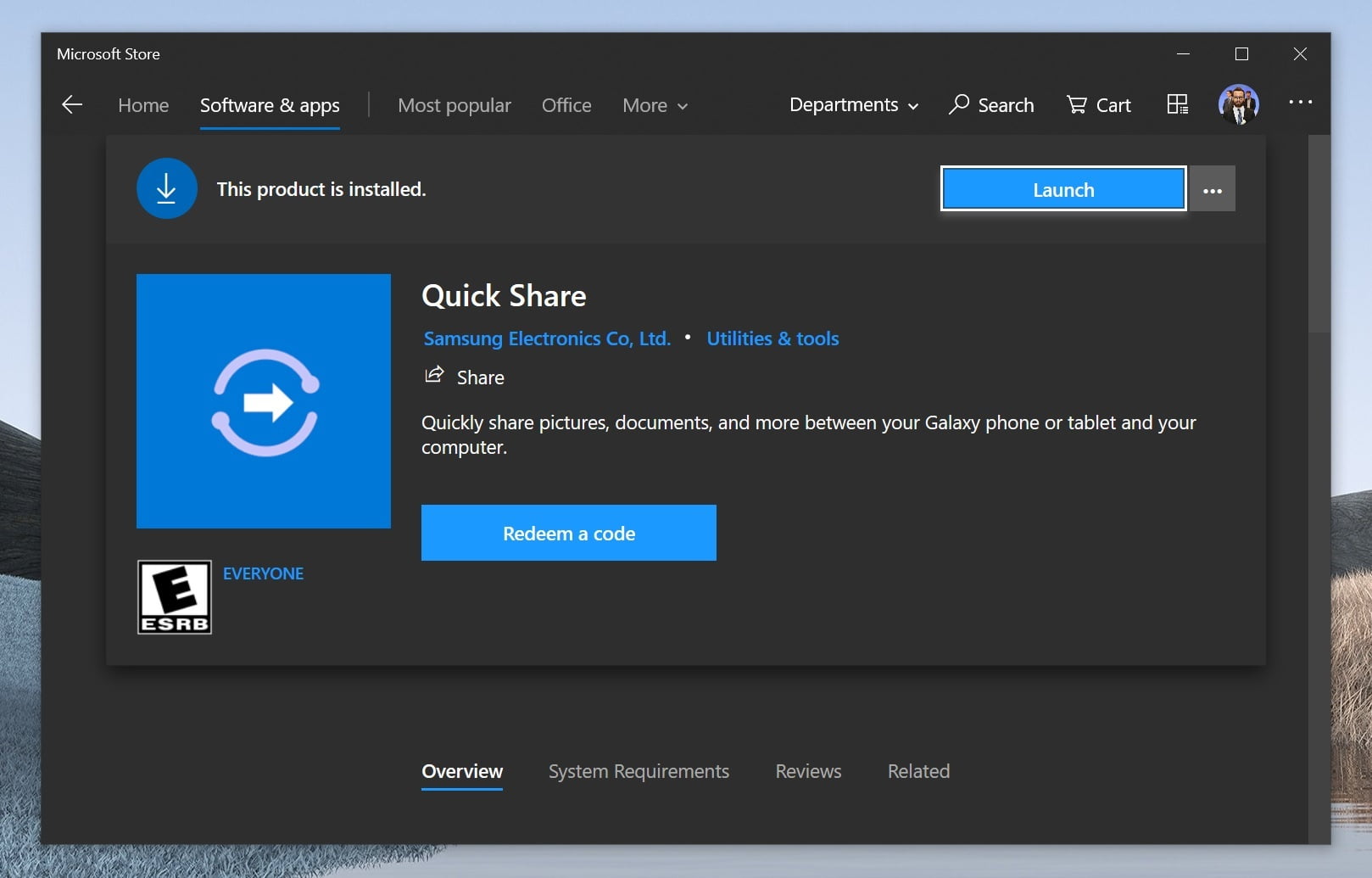 Aplicación de Quick Share para Windows 10