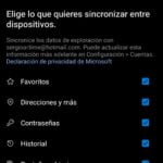 Sincronización en Edge Canary para Android