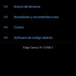 Versión de Edge Canary para Android