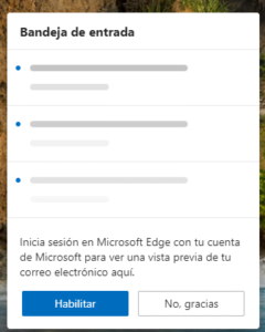 La información sobre el nuevo acceso en Edge Canary