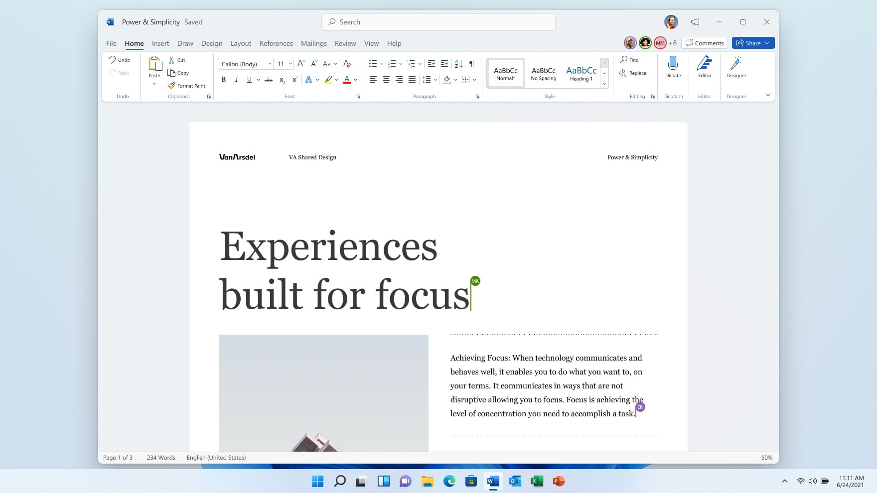 Nuevo diseño de las aplicaciones de Office en Windows 11