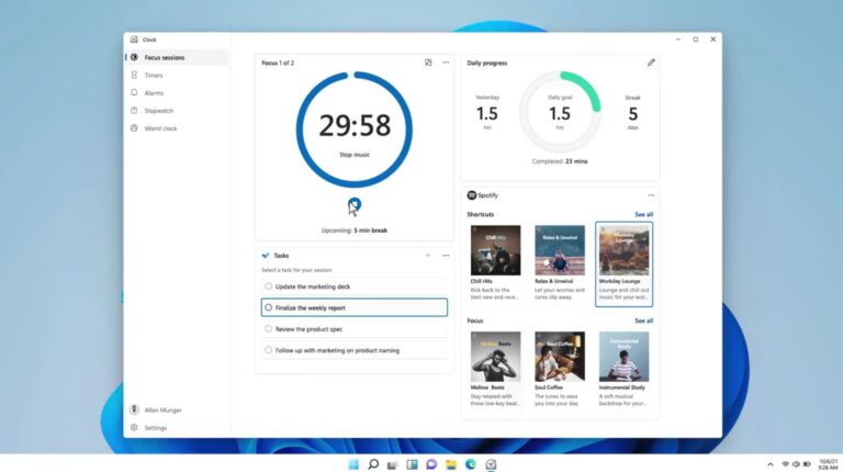 Windows 11 contará con su propia aplicación de Pomodoro