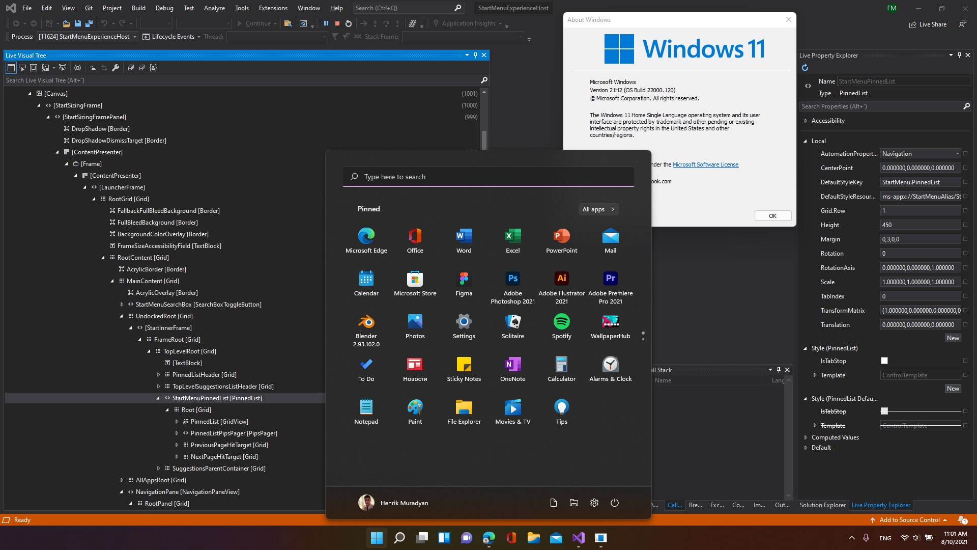Menú Inicio de Windows 11 sin sección de "Recomendaciones"