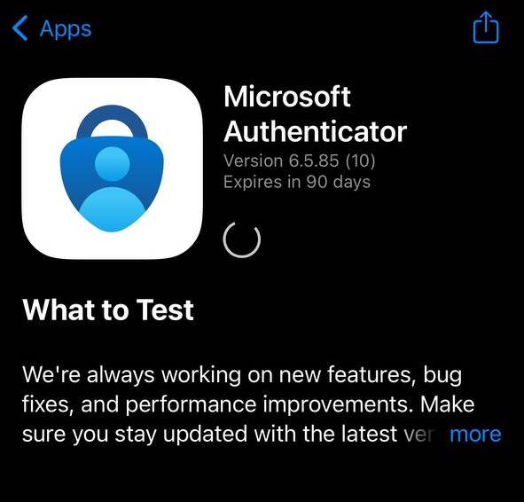 El nuevo icono de Authenticator en iOS
