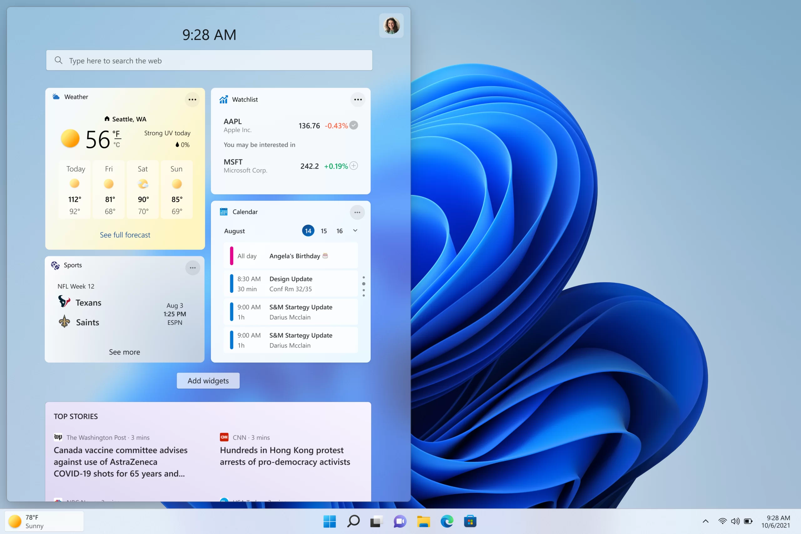 Widgets en Windows 11