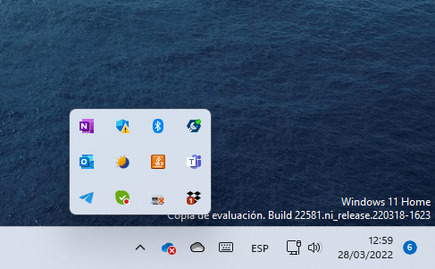 La bandeja del sistema en Windows 11