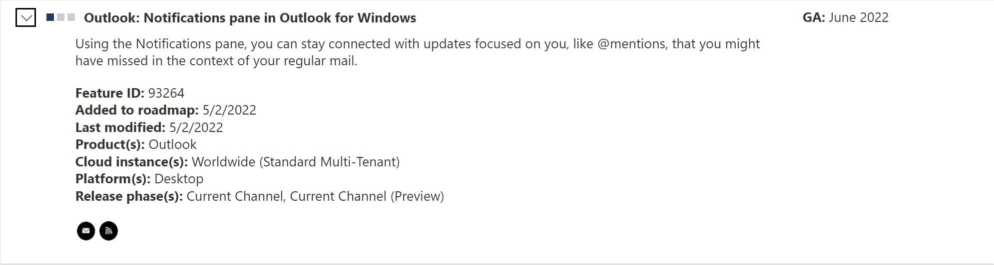 Panel de notificaciones en Outlook para Windows