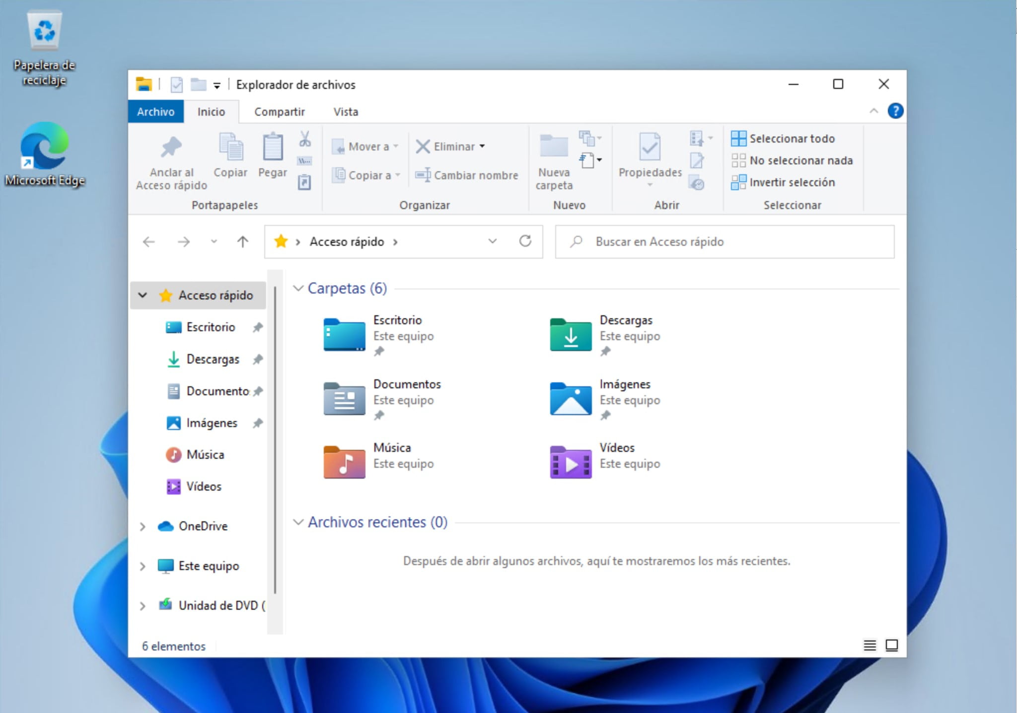 Interfaz ribbon en la barra de comandos del Explorador de archivos de Windows 11