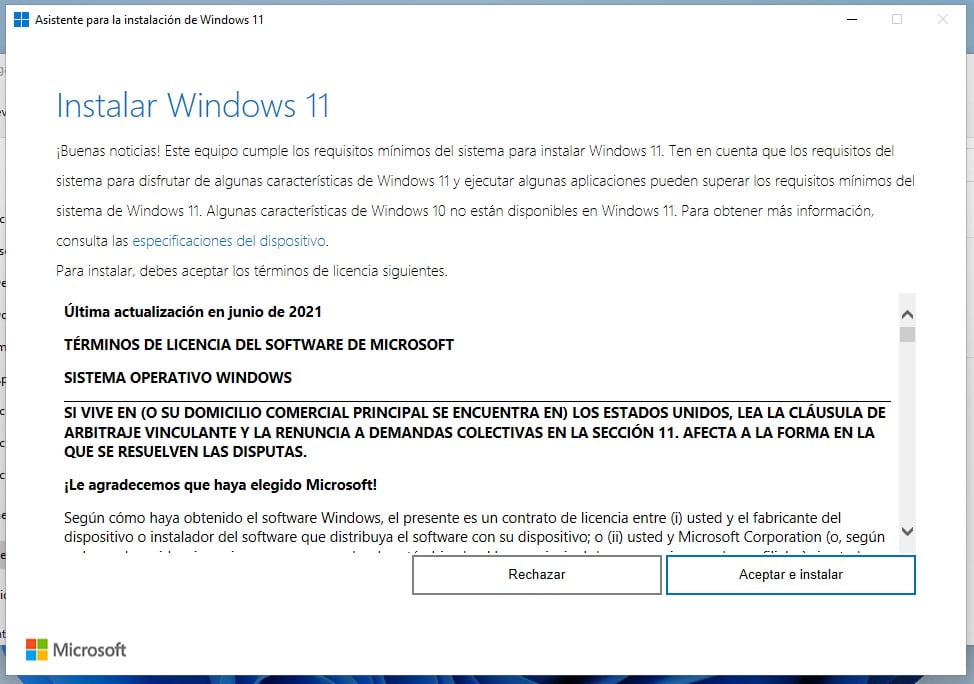 Términos de licencia de Windows 11