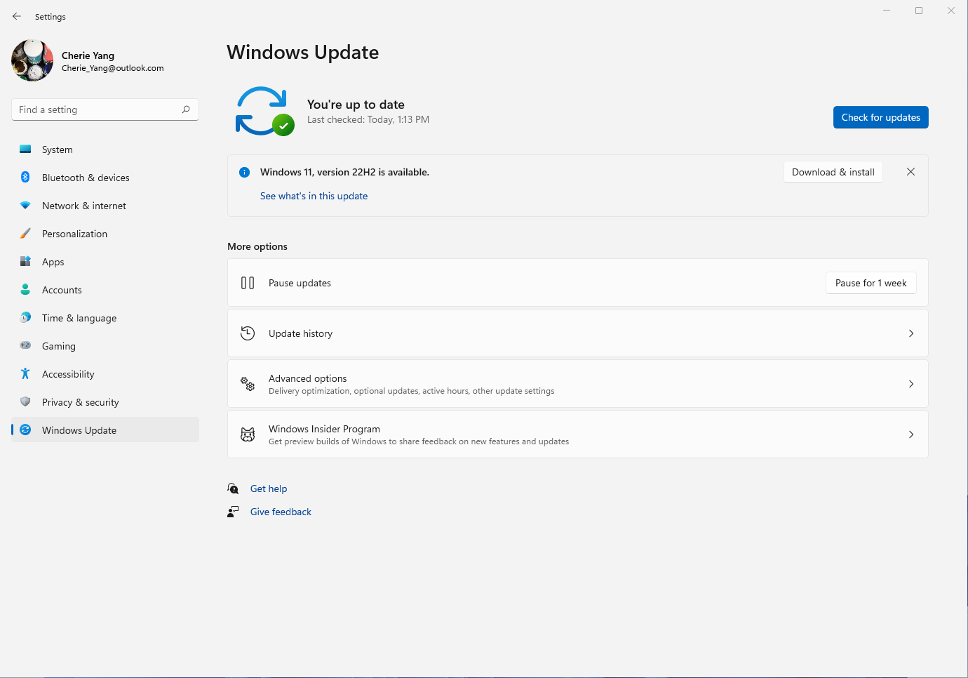 Actualización a Windows 11 22H2 ofrecida en Windows Update