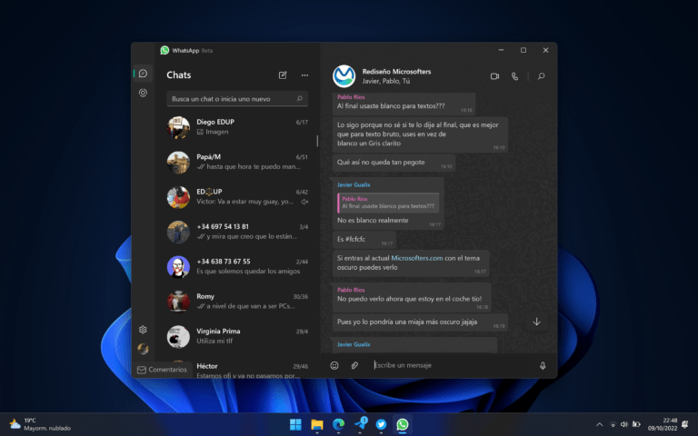 WhatsApp Beta (UWP) cambia su diseño y corrige importantes errores