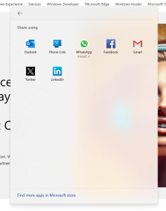 Más opciones para compartir links en Windows 11