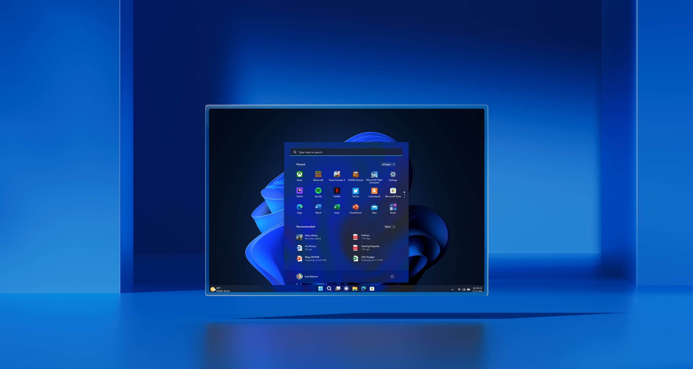 Imagen promocional de Windows 11 en su tema oscuro