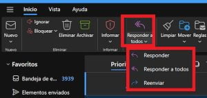 El apartado de Responder en Outlook integra un montón de funciones para contestar a los mensajes