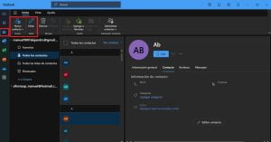 Por otro lado, Outlook también permite visualizar, editar y añadir contactos en la plataforma
