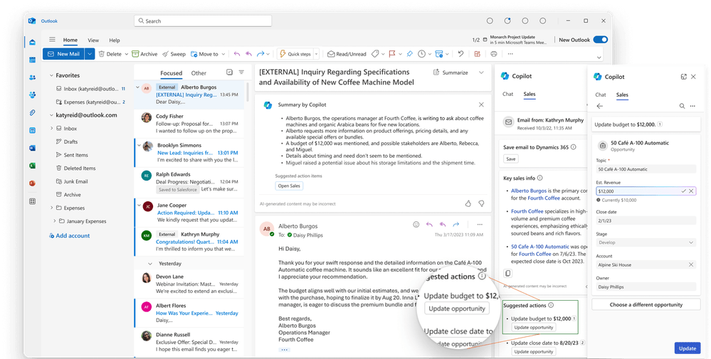 Información sobre presupuestos en Copilot for Sales