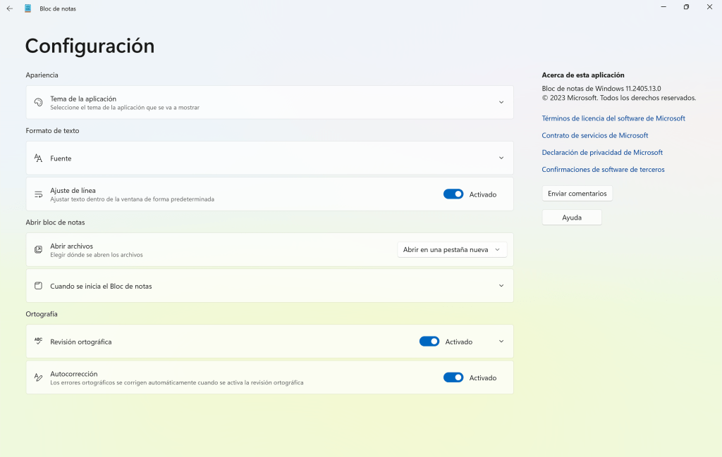 Las nuevas funciones activadas en el Bloc de Notas