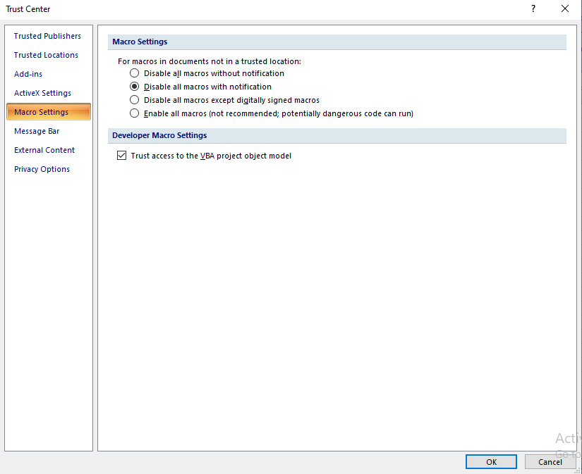 Las opciones Macro de Excel a mano