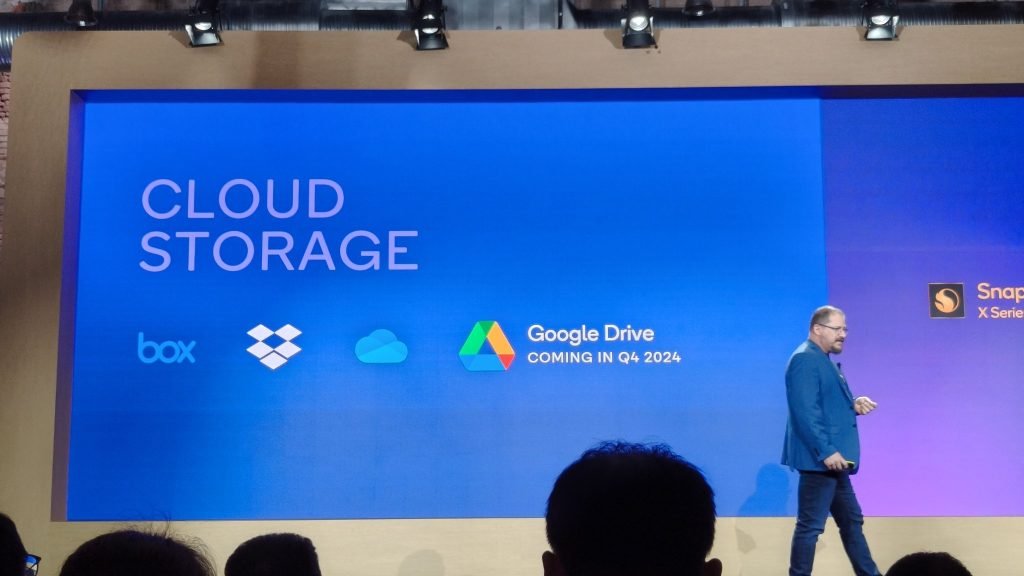 Una imagen de la presentación de Qualcomm con Google Drive y el resto de servicios
