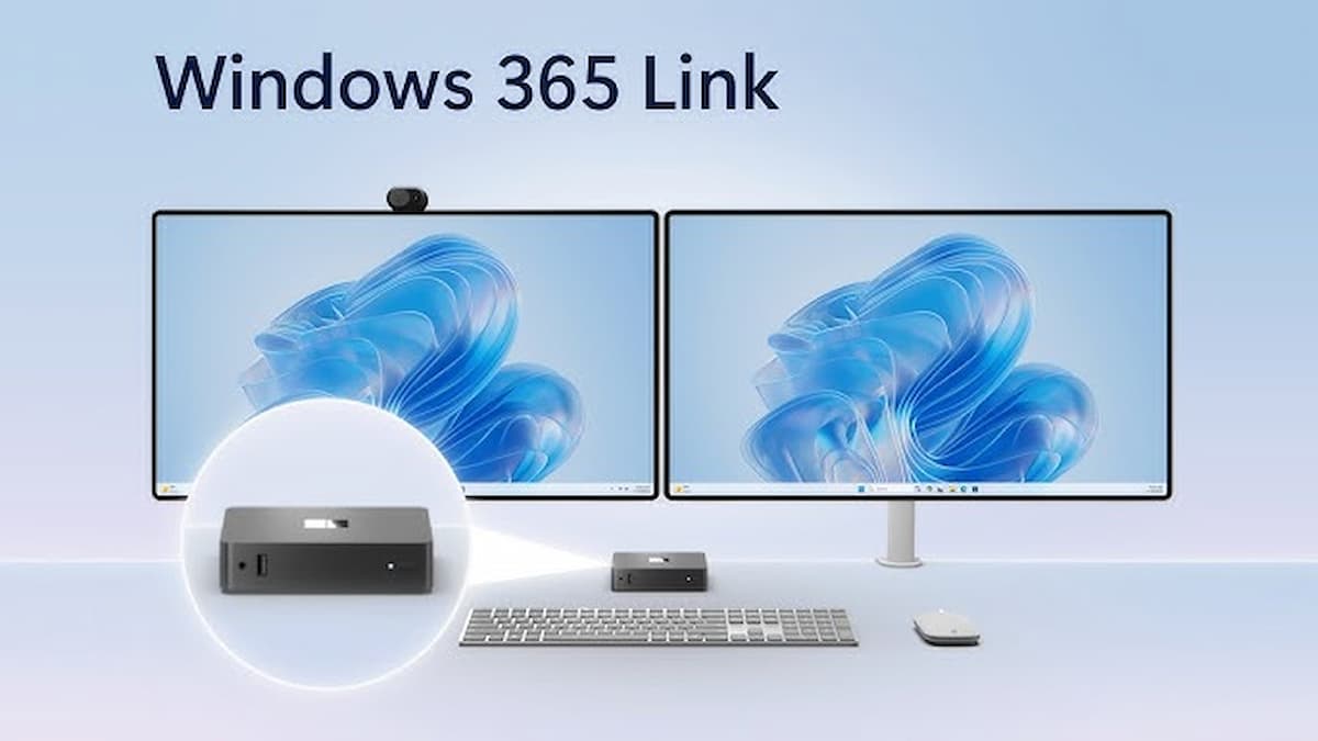 Imagen del mini PC de Microsoft conectado a varias pantallas