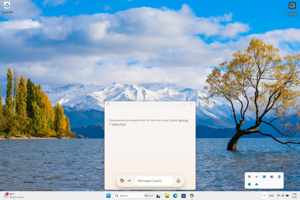 La nueva app de Copilot en el escritorio de Windows 11