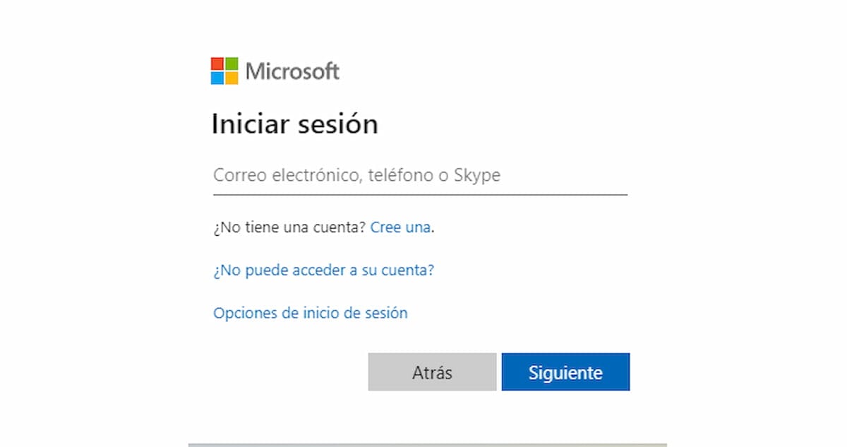 Imagen de la interfaz de inicio de sesión con Microsoft