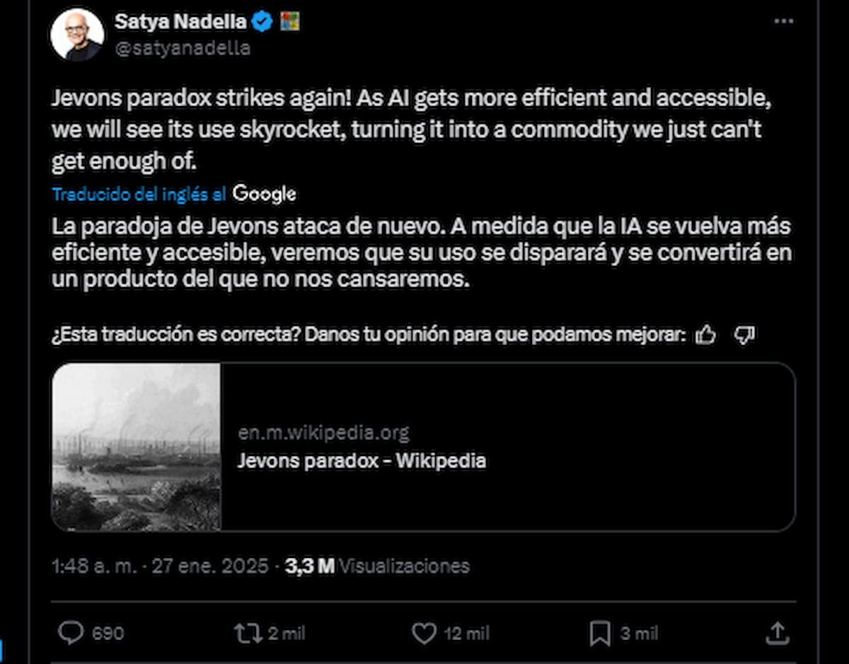 Imagen del post de Satya Nadella en X
